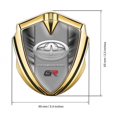 Toyota Metal 3D Domed Emblem Gild Side Frame Yellow Racing Logo