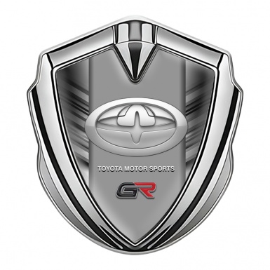Toyota Metal 3D Domed Emblem Silver Side Frame Yellow Racing Logo