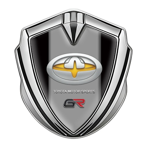 Toyota GR Emblem Trunk Badge Silver Black Base Yellow Tuning Design