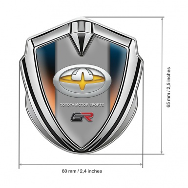 Toyota GR Emblem Self Adhesive Silver Color Gradient Yellow Motif