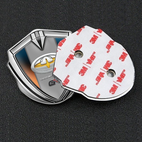 Toyota GR Emblem Self Adhesive Silver Color Gradient Yellow Motif