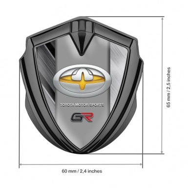 Toyota GR Trunk Emblem Badge Graphite Brushed Panels Yellow Oval Logo