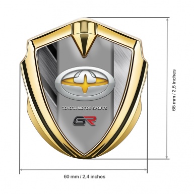 Toyota GR Trunk Emblem Badge Gold Brushed Panels Yellow Oval Logo