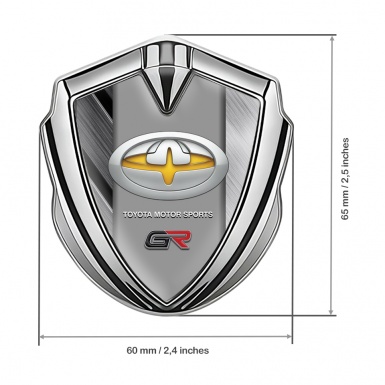Toyota GR Trunk Emblem Badge Silver Brushed Panels Yellow Oval Logo