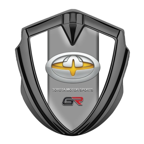 Toyota GR Emblem Car Badge Graphite White Frame Oval Tuning Edition