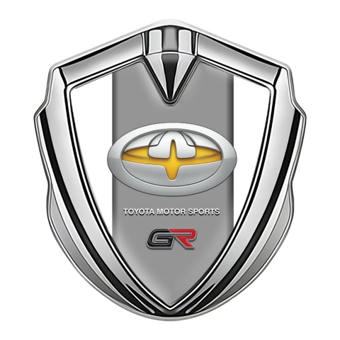 Toyota GR Emblem Car Badge Silver White Frame Oval Tuning Edition