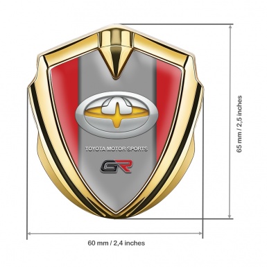 Toyota GR Bodyside Domed Emblem Gold Red Base Yellow Oval Variant