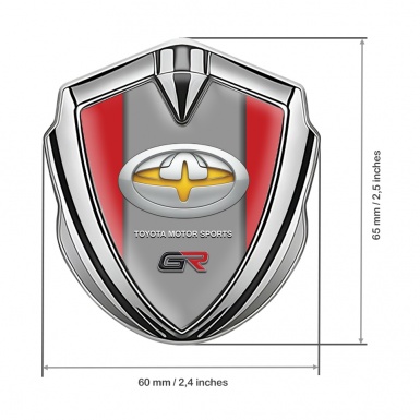 Toyota GR Bodyside Domed Emblem Silver Red Base Yellow Oval Variant