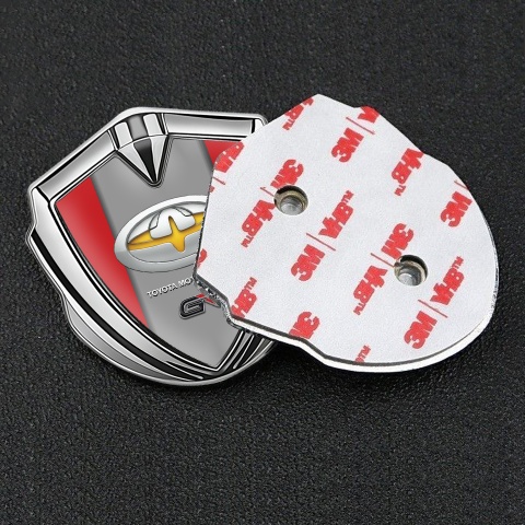 Toyota GR Bodyside Domed Emblem Silver Red Base Yellow Oval Variant