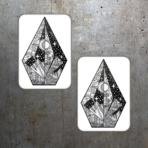 Volcom Silicone Stickers Nature Artwork White and Black 2 pcs