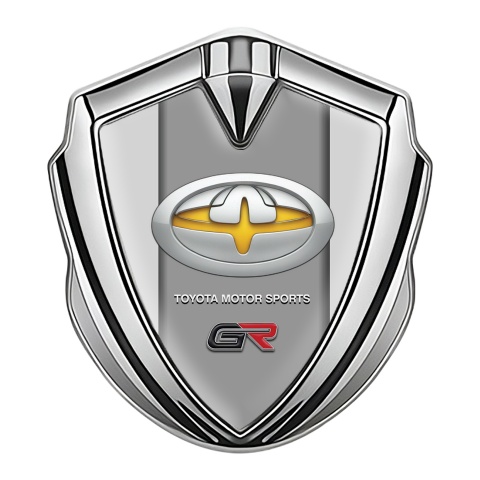 Toyota Bodyside Badge Self Adhesive Silver Moon Grey Base Racing Logo