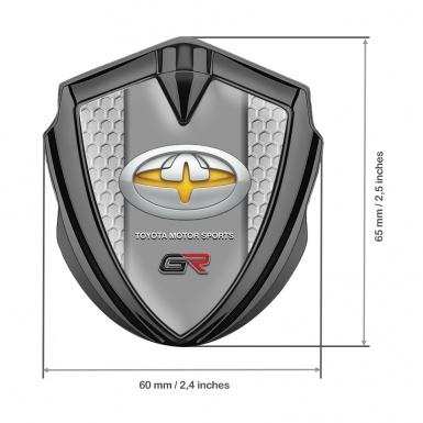 Toyota GR Emblem Fender Badge Graphite Honeycomb Motif Oval Logo