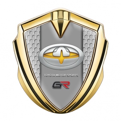 Toyota GR Emblem Fender Badge Gold Honeycomb Motif Oval Logo