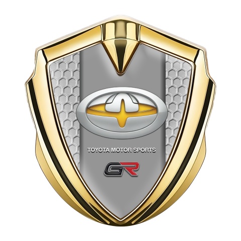 Toyota GR Emblem Fender Badge Gold Honeycomb Motif Oval Logo