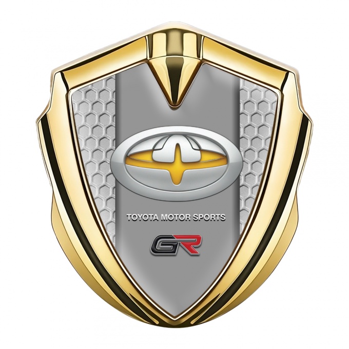 Toyota GR Emblem Fender Badge Gold Honeycomb Motif Oval Logo