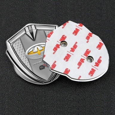 Toyota GR Emblem Fender Badge Silver Honeycomb Motif Oval Logo