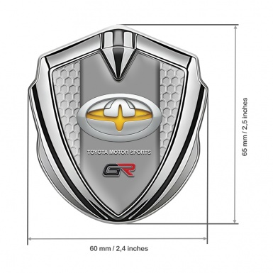 Toyota GR Emblem Fender Badge Silver Honeycomb Motif Oval Logo