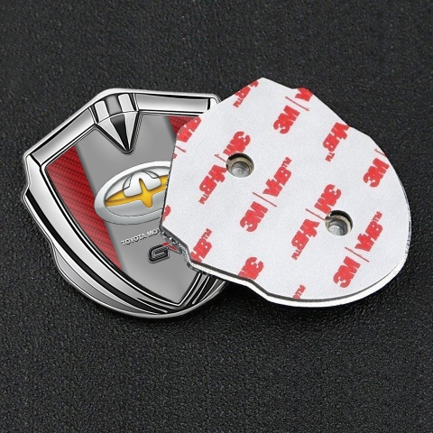 Toyota GR Emblem Self Adhesive Silver Red Carbon Oval Logo Variant