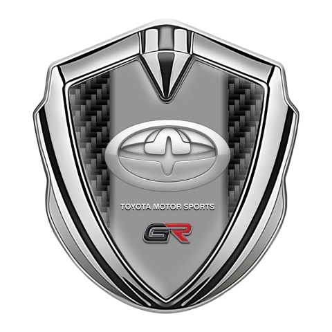 Toyota GR Trunk Emblem Badge Silver Red Carbon Greyscale Logo Design