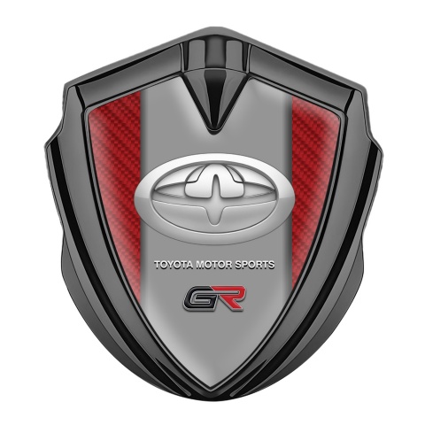 Toyota GR Emblem Car Badge Graphite Red Carbon Gradient Round Logo