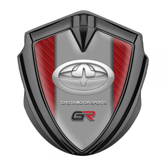 Toyota GR Emblem Car Badge Graphite Red Carbon Gradient Round Logo