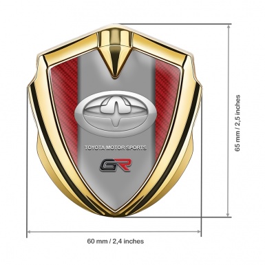 Toyota GR Emblem Car Badge Gold Red Carbon Gradient Round Logo