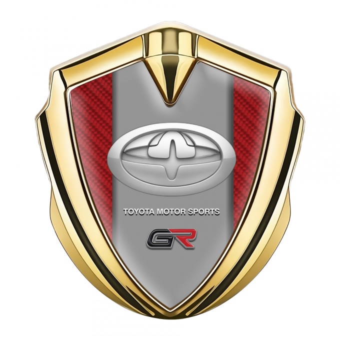 Toyota GR Emblem Car Badge Gold Red Carbon Gradient Round Logo