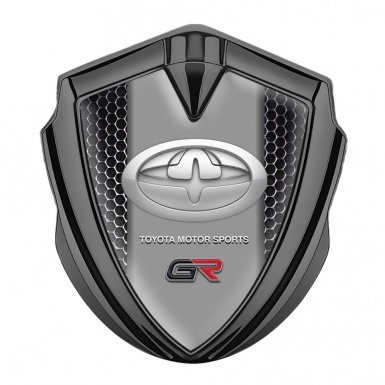 Toyota Metal 3D Domed Emblem Graphite Perforated Grate Greyscale Logo