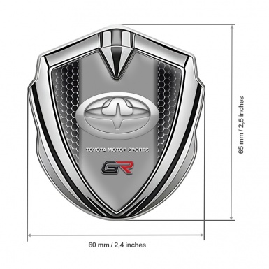 Toyota Metal 3D Domed Emblem Silver Perforated Grate Greyscale Logo