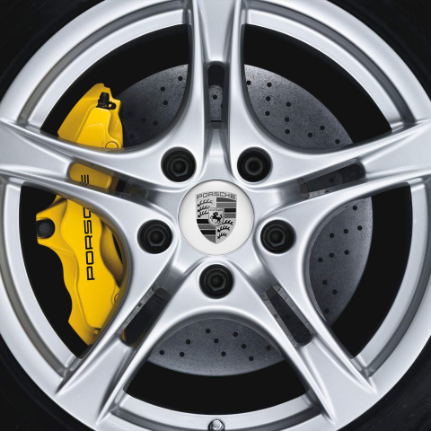 Porsche Silicone Stickers Wheel Center Cap White Monochrome