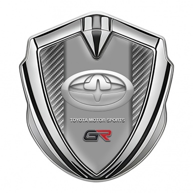 Toyota Bodyside Badge Self Adhesive Silver Light Carbon Round Design