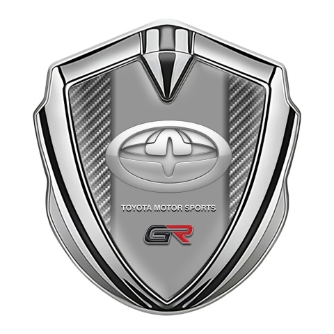 Toyota Bodyside Badge Self Adhesive Silver Light Carbon Round Design