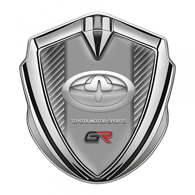 Toyota Bodyside Badge Self Adhesive Silver Light Carbon Round Design