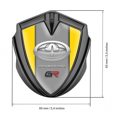 Toyota GR Emblem Badge Self Adhesive Graphite Yellow Frame Sport Logo