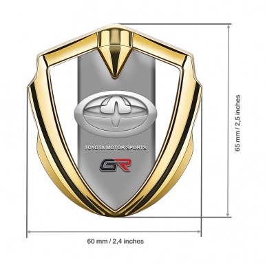 Toyota GR Emblem Fender Badge Gold White Frame Racing Design