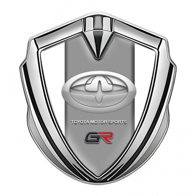 Toyota GR Emblem Fender Badge Silver White Frame Racing Design