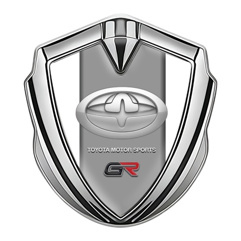 Toyota GR Emblem Fender Badge Silver White Frame Racing Design