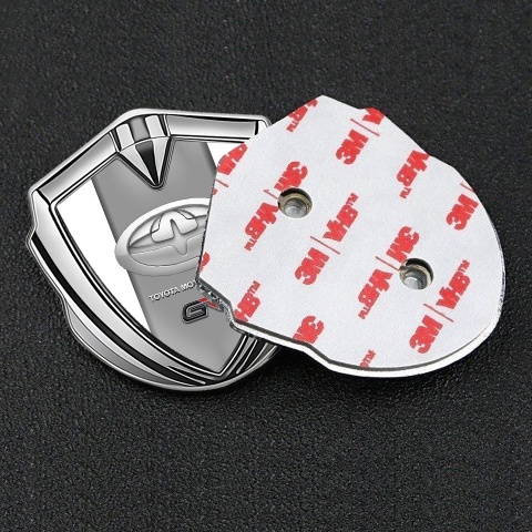 Toyota GR Emblem Fender Badge Silver White Frame Racing Design