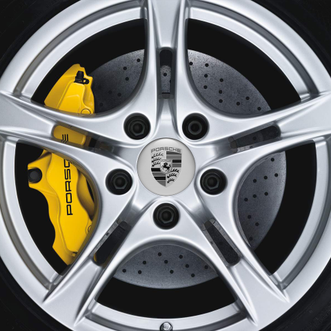 Porsche Silicone Stickers Wheel Center Cap Grey Monochrome