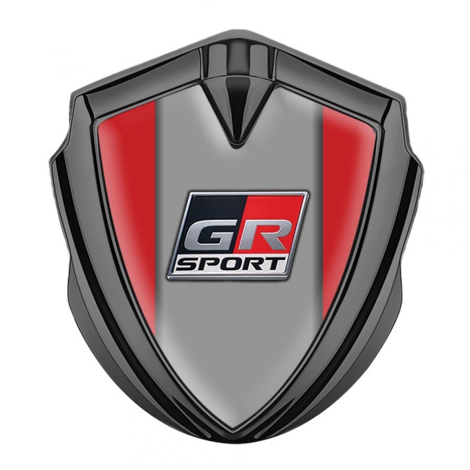 Toyota GR Bodyside Emblem Badge Graphite Red Background Sport Motif