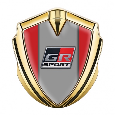 Toyota GR Bodyside Emblem Badge Gold Red Background Sport Motif