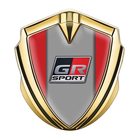 Toyota GR Bodyside Emblem Badge Gold Red Background Sport Motif