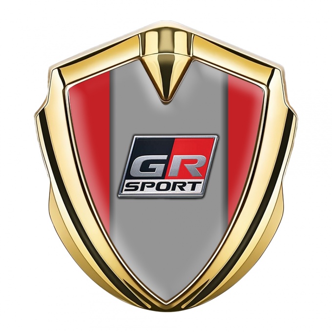 Toyota GR Bodyside Emblem Badge Gold Red Background Sport Motif