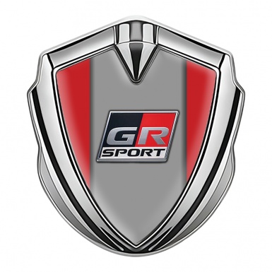 Toyota GR Bodyside Emblem Badge Silver Red Background Sport Motif