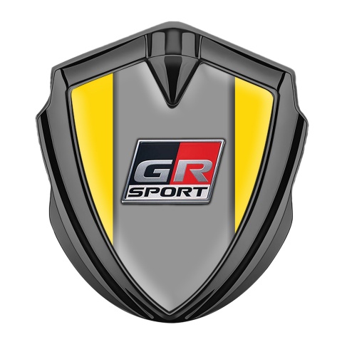 Toyota GR Trunk Emblem Badge Graphite Yellow Frame Grey Center Design