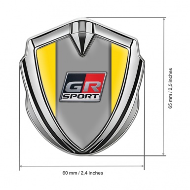 Toyota GR Trunk Emblem Badge Silver Yellow Frame Grey Center Design