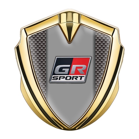 Toyota Metal 3D Domed Emblem Gold Grey Carbon Racing Logo Edition