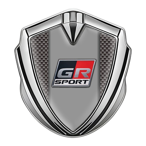 Toyota Metal 3D Domed Emblem Silver Grey Carbon Racing Logo Edition