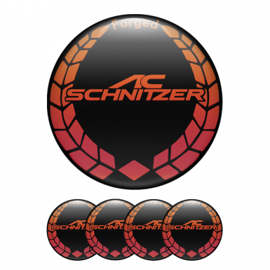 BMW AC Schnitzer Silicone Stickers Wheel Center Cap Black Red