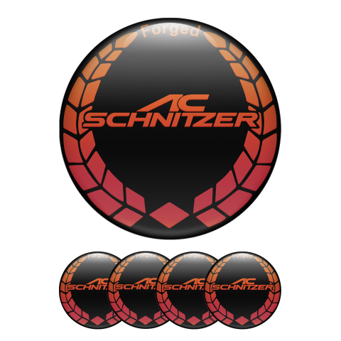 BMW AC Schnitzer Silicone Stickers Wheel Center Cap Black Red
